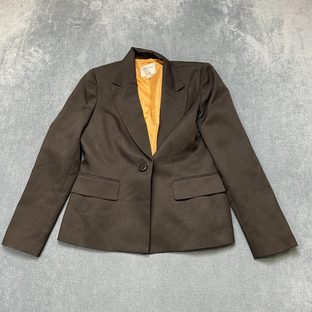 Collections for Le Suit Blazer Jacket Women 8 Black Notch Lapel Single-Breasted